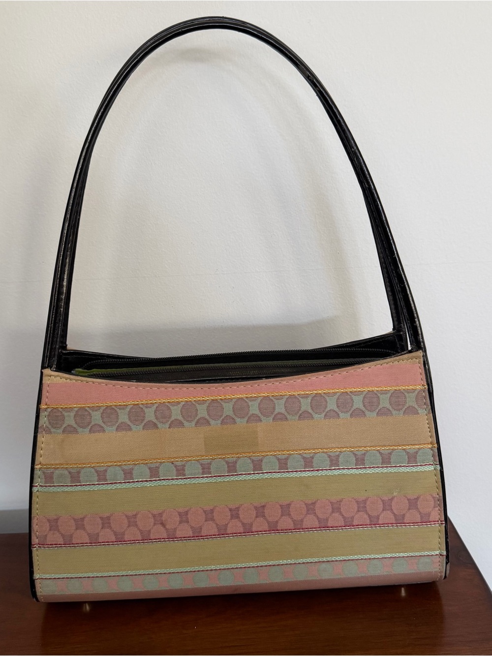 Vintage Y2K Kate Spade Pastel Ribbon Striped Bag Shoulder Purse Aesthetic